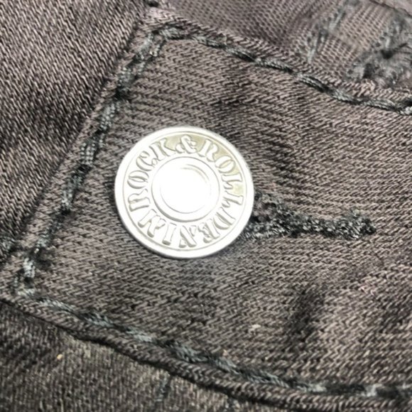 LIKE NEW BLACK ROCK & ROLL COWGIRL MIDRISE BOOT JEANS 31x32  CRYSTALS 💎 - Picture 13 of 13